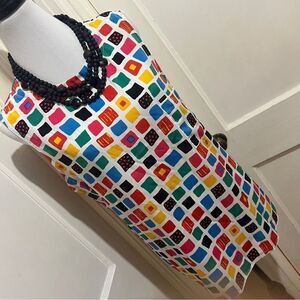 Josephine Multicolor Square Print sleeveless tunic top women's 16